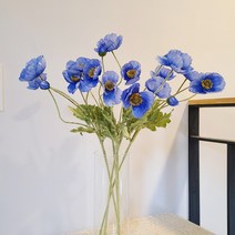 양귀비 조화 11color 시들지 않는 양귀비 실크플라워 인테리어 꽃장식 꽃다발, 블루