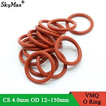 고무오링 빨간 실리콘 링 개스킷 CS 4mm OD 12 150mm O 식품 등급 고무 O-링 VMQ 구색 hvac 도구 10 개, [40] OD 55mm ID 47mm, [01] Red, [01] CS 4.0mm