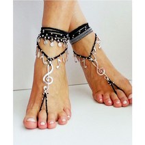 마노석 핸드메이드 수제 음표 발레리나 베어풋샌들 발찌