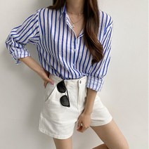 네쥬 여성 봄 여름 스트라이프 셔츠 루즈핏 예쁜 남방