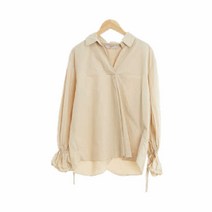 에잇세컨즈 베이지 무지 면 뒤트임블라우스 여자 8641