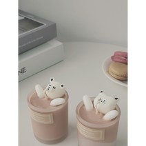 어썸센트 커피곰 커피냥 캔들 귀여운 친구 선물 답례품 인테리어 소품 주문제작 감성 방향제 저렴한선물 130g (선물포장+티라이트캔들증정), 곰돌이, 피치 프레쉬
