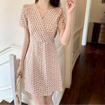 스타일아유 여성 여름 랩 플라워 미디 원피스 하객룩 잔꽃무늬 원피스 데이트룩 오피스룩