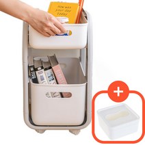 (수납함 증정) XMB 미니 2단 트롤리 이동식, 화이트