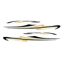 2 팩 자동차 바디 데칼 자체 접착 유니버설 캠퍼 밴 캐러밴 차량 장식 스트립 스티커 외부 몰딩, 블랙 옐로우