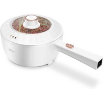 Bar 648211 Bear Hot Pot Electric 요리용 2L 다기능 휴대용 냄비 1000W 급속 국수 전기 스테이크 계란 라면 오트밀용 논스틱 프라이팬 이중 전원 조절