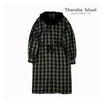 [써스데이아일랜드] [Thursday Island] 여성 배색 플리츠 카라 체크 원피스(T