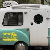 캠핑카 차량용스티커 튜닝 자동차스티커 카라반꾸미기 데칼스티커 10종, 9 엔조이캠핑, 중형, 옐로우