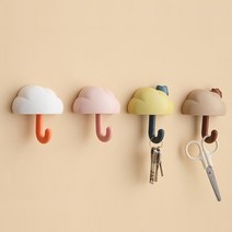 3SET 다용도 구름우산 벽걸이 후크 현관문 열쇠 마스크 모자 접착식 고리, 3P_핑크