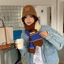 SJW 겨울 여성 배색 단가라 니트 머플러 목도리 소프트 코디 데일리 캐주얼 6컬러