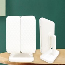 MEIISEO탁상거울 LED 화장 거울 화장대 조명 거울, 가죽 패턴 스퀘어 바닥 3색의 조명 노 극 라이트 드라