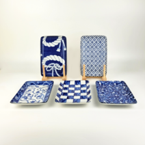 [5개세트] 일식 초밥접시 일본 도자기 스시 그릇, 블루, 1세트