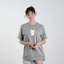 Animals 애니멀스 귀여운 동물 캐릭터 로고 남녀공용 반소매 면 반팔 라운드 티셔츠