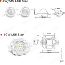 고출력 Uv 시안 Led 칩 3W 10W 365nm Smd 자외선 강도 램프 전구, 10 410nm_02 5W X 5 Pieces