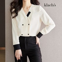 클라셰 시크배색더블버튼블라우스 CB3SBL008C