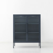 마켓비 OFFICY 유리캐비넷 2문 수납장(화이트/다크그레이) 거실수납장 철제캐비넷 3단, 다크그레이