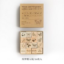스탬프 다꾸 도장 앤틱 레트로 그림 도장 우드 유럽식 달 나비 구름, C.소몽나비입국