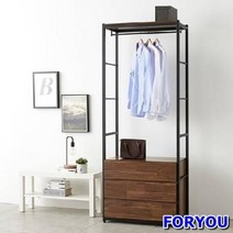 ForU93 스토리홈 리코 드레스룸 서랍장 3단 장롱 선반 수납장 행거, 멀바우, 상세페이지 참조