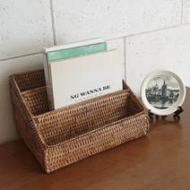 라탄 3칸 레터 바스켓 / 리모컨꽂이바스켓 리모컨바구니 라탄펜꽂이 라탄화장품바구니 우편물보관바스켓 라탄사무용품정리바구니 라탄약통보관바구니 라탄바구니 라탄학용품수납바구니 라탄책상정리