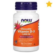 나우푸드 Chewable Vitamin D-3 Natural Fruit Flavor 180개, 1개, 기본