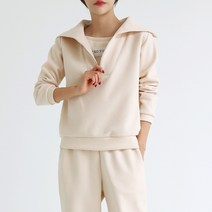 여자 바닐라 반집업 빅카라넥 셋업코디 맨투맨