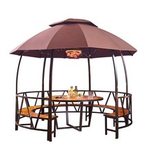 야외 초가 지붕 오두막 정자 하와이 캠핑장 원형 쉼터, 3.3m 캐노피(1.3m 원형 테이블 포함)