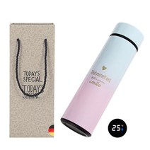 RUN Home 수입 독일 마카롱 보온병 보냉 찻잔 스마트 LED 온도표시 명품 선물 포장, 500ml, 500ml