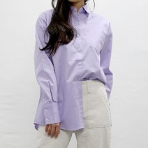 여자친9 9221 코튼 오버핏 투버튼 긴팔셔츠-5칼라
