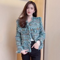 부클 빅사이즈 트위드 자켓 코디 플러스 벨벳 작은 향기 짧은 코트 여성 겨울 새로운