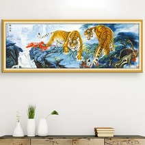 안묵 보석십자수호랑이 성공 힘 재물운 보석십자수 재료 세트 사무실 비즈 공예, 190x70cm
