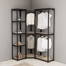 몬스터랙 행거 코너형 W2000 3단 코너행거 코너장 드레스룸 드레스룸행거 시스템행거 철제행거 선반행거, 블랙_FD