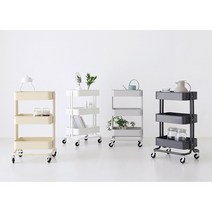 이동식 트롤리 3 4단 로스코그 로스훌트 조리대 수납 기저귀 카트 웨건 이케아, 화이트, 3단