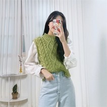 셀러허브 여성패션 하이퀄리티 반목 플레인 니트 조끼