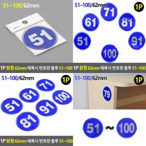 SC 원형 블루 62MM 에폭시 번호판 호실판 51-100 신발장번호표 락커룸번호, 제품선택, 94