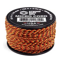 Atwood Rope MFG 전술 나일론/폴리에스터 마이크로 유틸리티 코드 1.18mm X 3810cm(125피트) 재사용 가능한 스풀 | 낚시 장비 주얼리 제작 캠핑 액세서리, Fireball