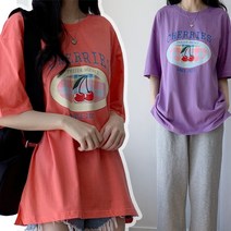 면 트윌러 체리 리본 여성 데일리 여름 반팔 티셔츠