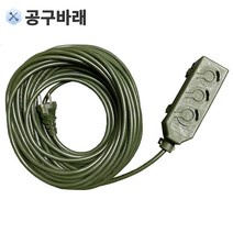 캠핑용 카키 캠핑 3구 전기연장 케이블 1.5SQ 이동식 전선릴 캠핑릴선 작업선 접지콘센트 산업용, 3구_1.5SQx17m