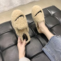 퓨어몰링 여성 양털 슬리퍼 털슬리퍼 겨울 털단화 실내화