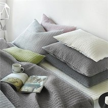 쁘리엘르 마일드 피그먼트 아사 누비 베개커버 50x70, 그린/퓨어핑크