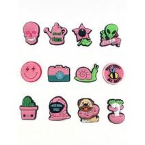 크록 자비츠 장식 악세사리 참 세트12pcs 핑크 달콤한 시리즈 구두 매력 외계인 개 버섯 DIY 액세서리 만
