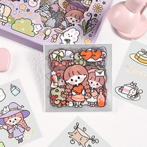 대용량 다꾸 스티커 100장 세트 투명 감성 다이어리 씰스티커 인생네컷 앨범 예쁜 꾸밈 노트북 인스 보석 꾸미기, W59004S(토끼와곰
