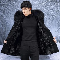 [VY] 남자 퍼후드 허리조절 FUR안감 롱패딩 점퍼