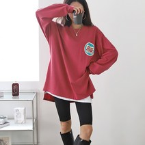도도해닷컴 여자 가을 레터링 오버핏 언발란스 긴팔티