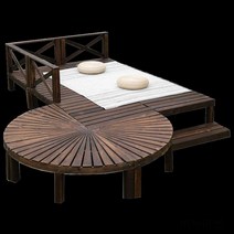 평상 조립식 야외평상 정자 나무평상 마루, 정사각형 90x 폭 90x 높이 30cm