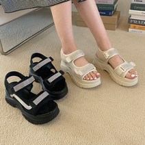 슈리오 여성 키높이 큐빅 스트랩 샌들 6cm