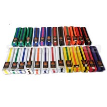 칼라줄띠 도복띠 태권도띠 유도 합기도 빨간 어린이띠, 백색노랑줄160cm