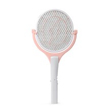보성테크 SIK-A USB 충전식 LED 90도 헤드 회전 전자 전기 모기채 파리채 안전망 핑크