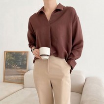 러블리감성 소림 반오픈 블라우스 셔츠