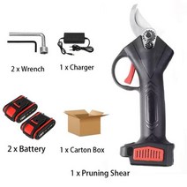 무선 전기 전정 전단 가위 충전식 배터리 커터 효율적인 과일 나무 분재 지점 전동 공구, 2 Battery Black
