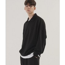 PIANER 에센셜 오버핏 반집업 맨투맨 black